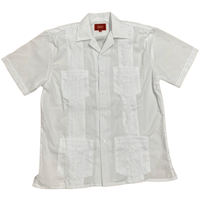 All White Collared Guayabera Shirt