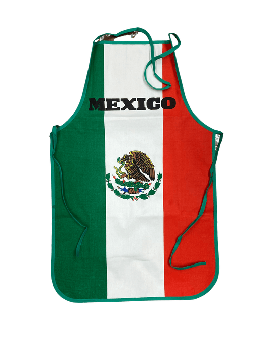 Juego de cocina y barbacoa con bandera de México, 3 piezas, con delantal, manopla para horno y agarradera