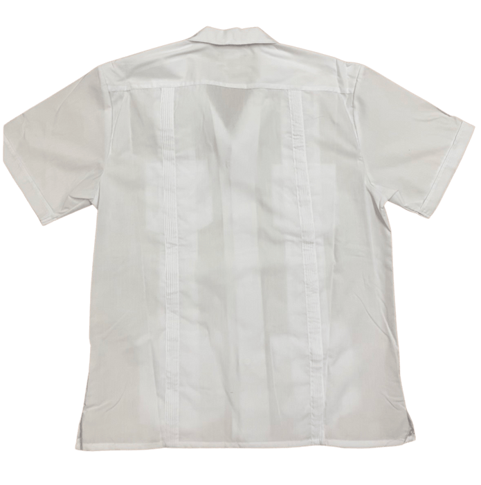 All White Collared Guayabera Shirt