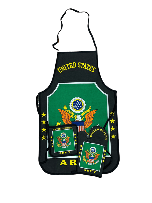 U.S. Army Flag Kitchen & BBQ 3pc Set w/Apron, Oven Mitt, Potholder