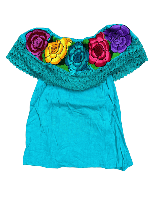 Women's Floral Embroidered Decorative Neckline Shirt