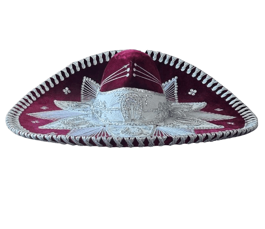 Sombrero Charro Mariachi Burgundy and Silver