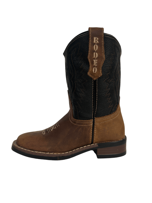 Unisex Kids Brown Flames Rubber Sole Leather Boot