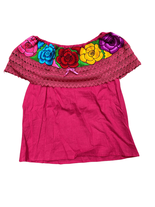 Women's Floral Embroidered Decorative Neckline Shirt