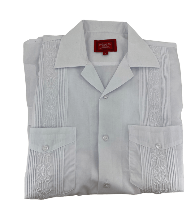 All White Collared Guayabera Shirt