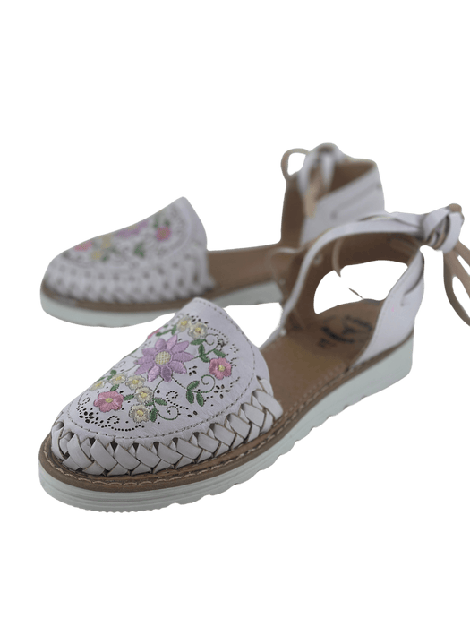 White Margarita with Lavender Flower Wrap Around Heel Huarache