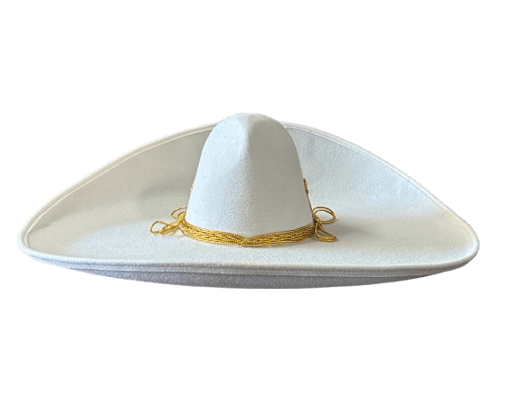 Sombrero Charro Mariachi with Only Hatband Off White and Gold