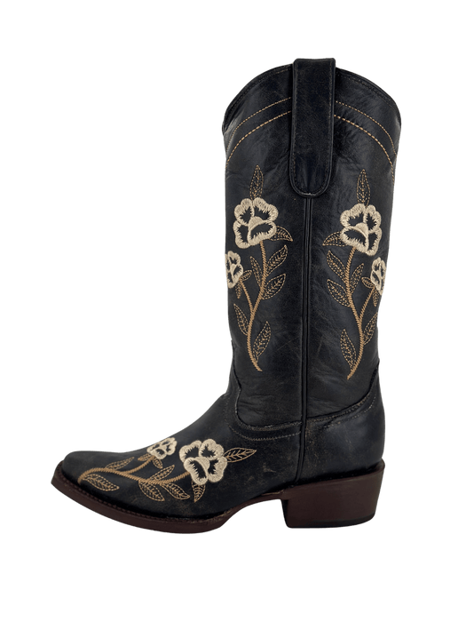 Women’s Brown Vintage Floral Snip Toe Boot