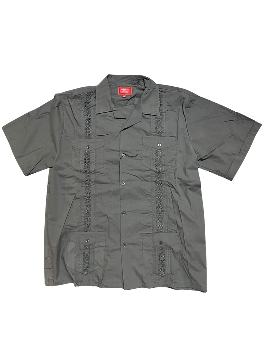 All Dark Grey Collared Guayabera Shirt