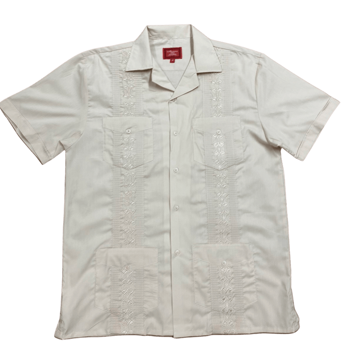 All Beige Collared Guayabera Shirt