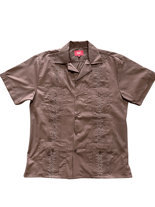 All Brown Collared Guayabera Shirt