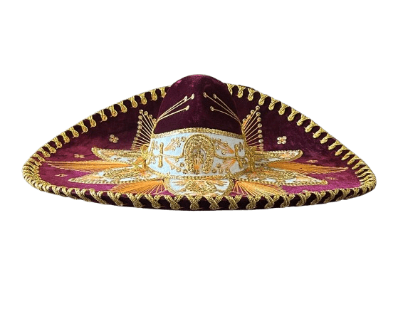 Sombrero Charro Mariachi Burgundy and Gold