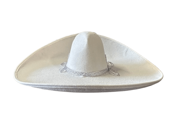 Sombrero Charro Mariachi with Only Hatband Off White and Silver