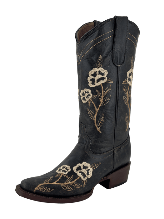 Women’s Brown Vintage Floral Snip Toe Boot