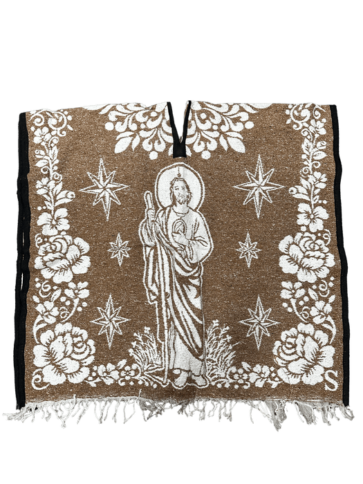 Light Brown and White San Judas Tadeo Poncho/Gaban