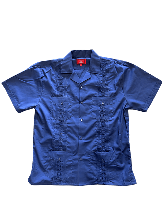 All Royal Blue Collared Guayabera Shirt