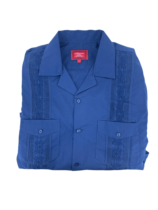 All Navy Blue Collared Guayabera Shirt