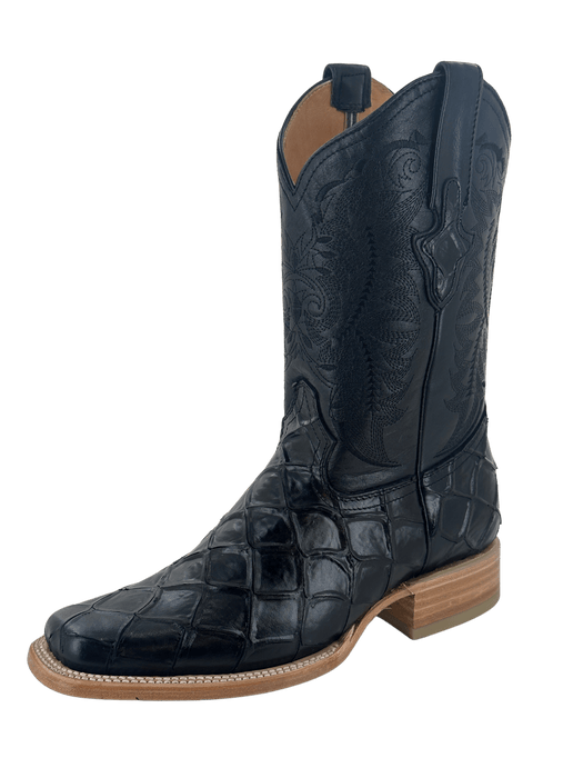 Front Profile of Black Pirarucu Print Boot