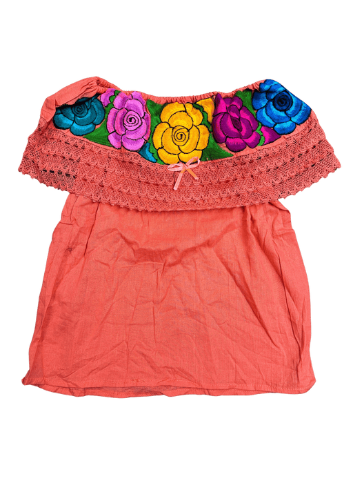 Women's Floral Embroidered Decorative Neckline Shirt