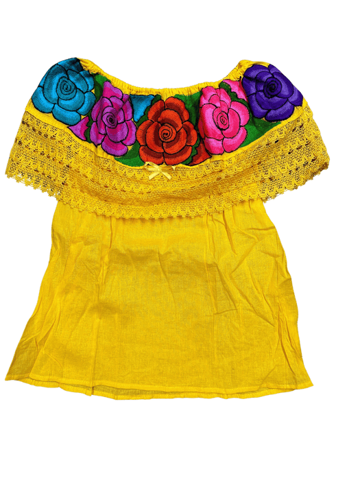 Women's Floral Embroidered Decorative Neckline Shirt