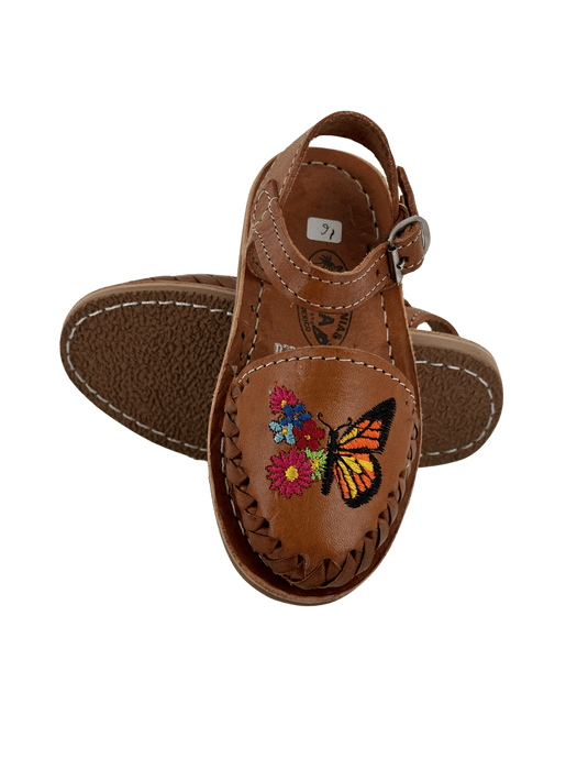 Girls’ Nuez Orange Butterfly with Flowers Pulsera Huarache