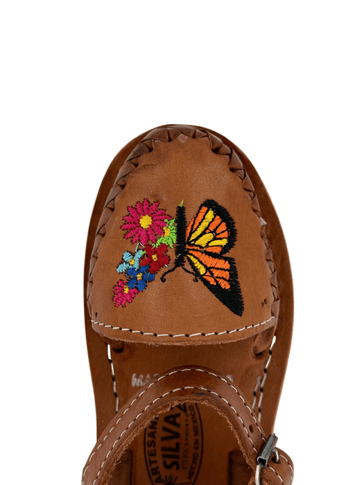 Girls’ Nuez Orange Butterfly with Flowers Pulsera Huarache