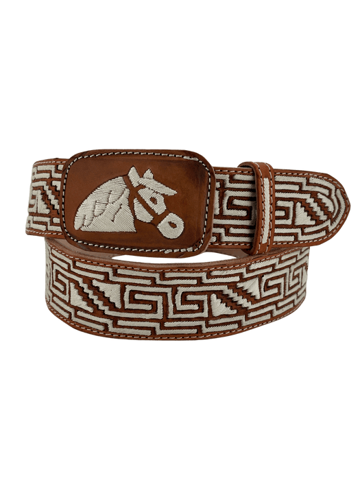 Chedron Horse Buckle with Full Grecca Completa Cinto de 2" Piteado Original