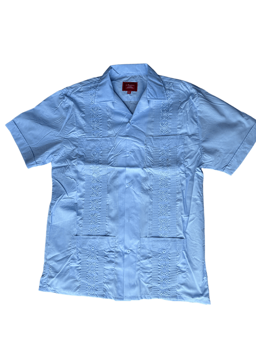 Light Blue Collared Guayabera Shirt