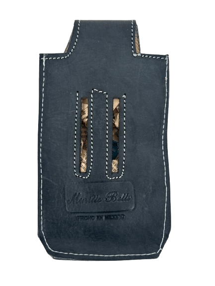 Funda para teléfono de cuero piteado con cabeza de caballo negra