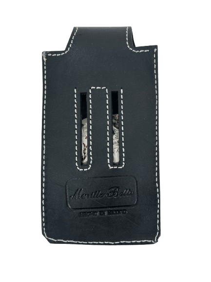 Funda para teléfono de cuero piteado con cabeza de caballo negra