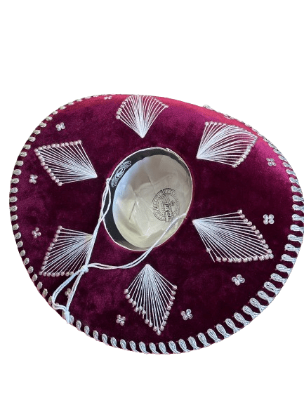 Sombrero Charro Mariachi Burgundy and Silver