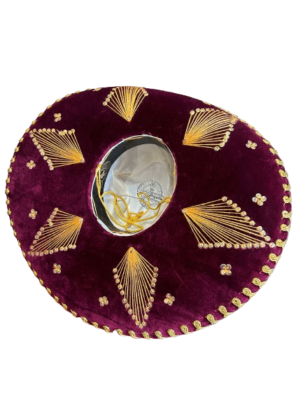 Sombrero Charro Mariachi Burgundy and Gold