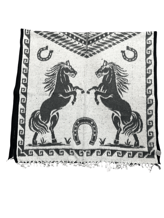 Poncho de Caballos de Pie Gris y Blanco / Gaban