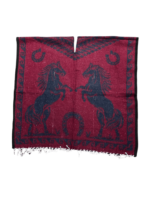 Poncho / Gaban de caballos de pie azul marino y burdeos