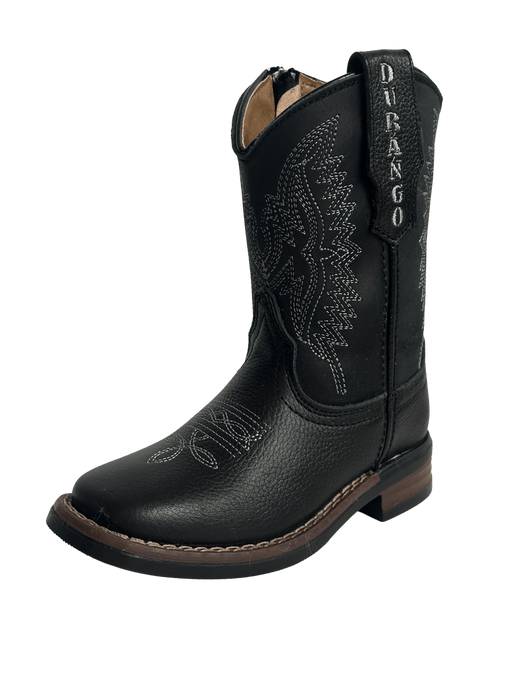 Unisex Kids Black Flames Rubber Sole Leather Boot