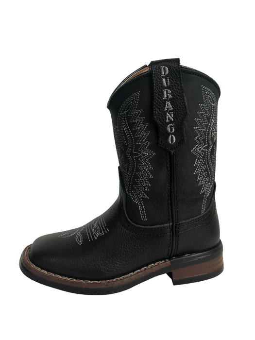 Unisex Kids Black Flames Rubber Sole Leather Boot