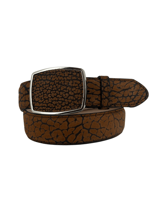 Tan Full Cuello de Toro Ovaled Square Buckle Leather Western Belt