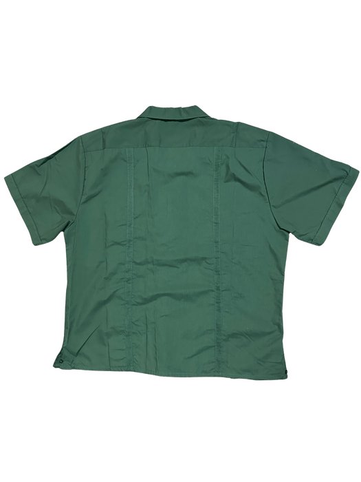 All Green Collared Guayabera Shirt