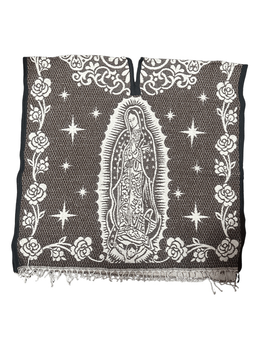 Brown and White Virgen de Guadalupe Poncho/Gaban