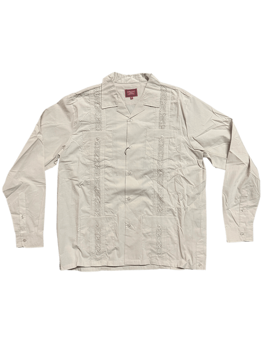 Guayabera Men's LONG SLEEVE Collared Shirt - Comfortable Casual Wear, Loose Fit, Available in Sizes Small-5XL, True to Size - Tops, Menswear