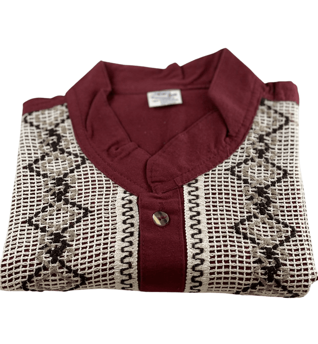 Burgundy Guayabera Shirt