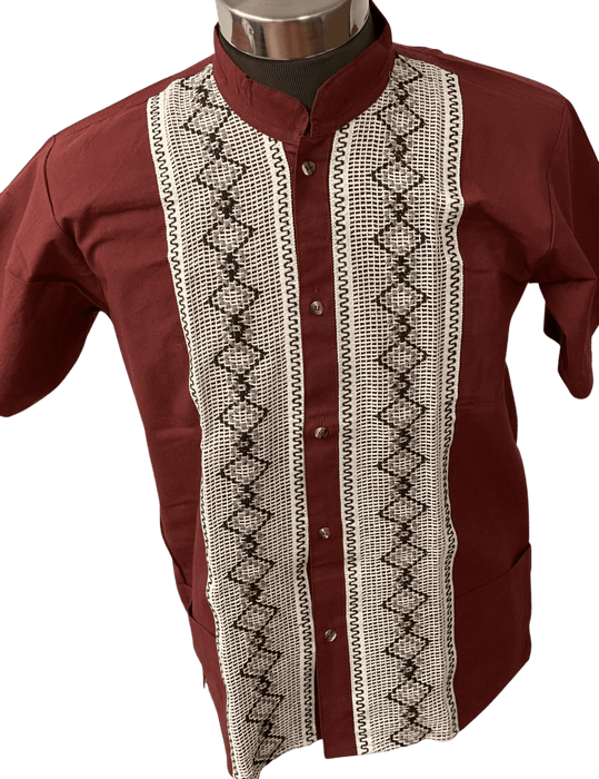 Burgundy Guayabera Shirt