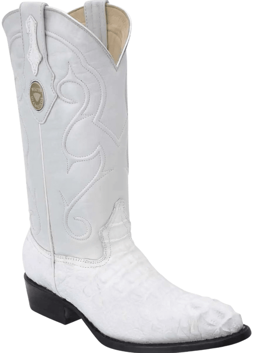 Bota tradicional blanca de piel de cocodrilo/caimán con punta redonda Roper