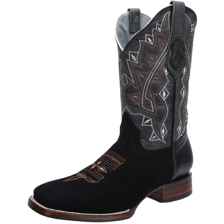Mens Black Western Leather Cowboy Boots Rodeo Saddle
