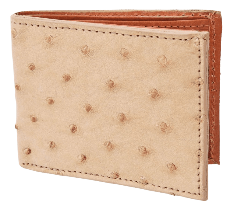Brown Bifold Ostrich Leather Wallet