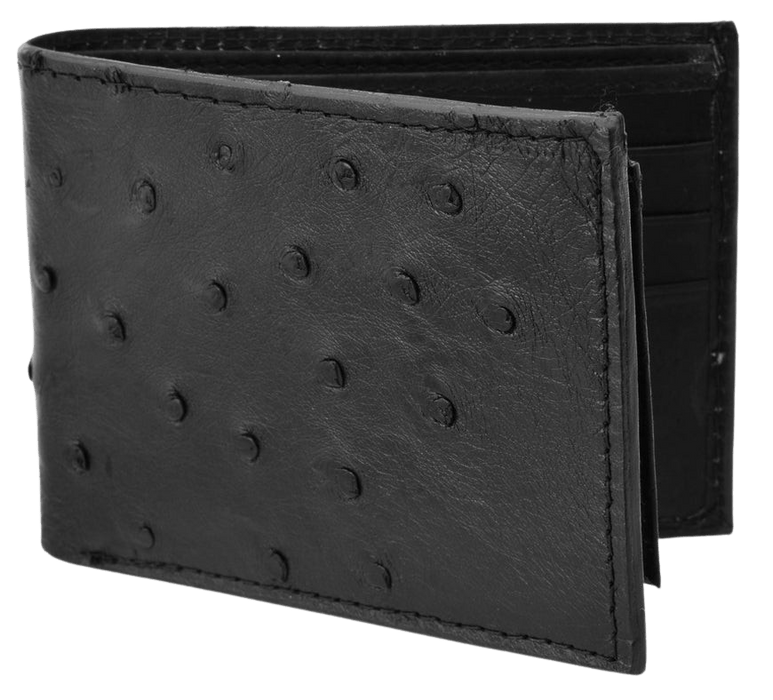 Black Bifold Ostrich Leather Wallet — Rodeo Durango Int'l