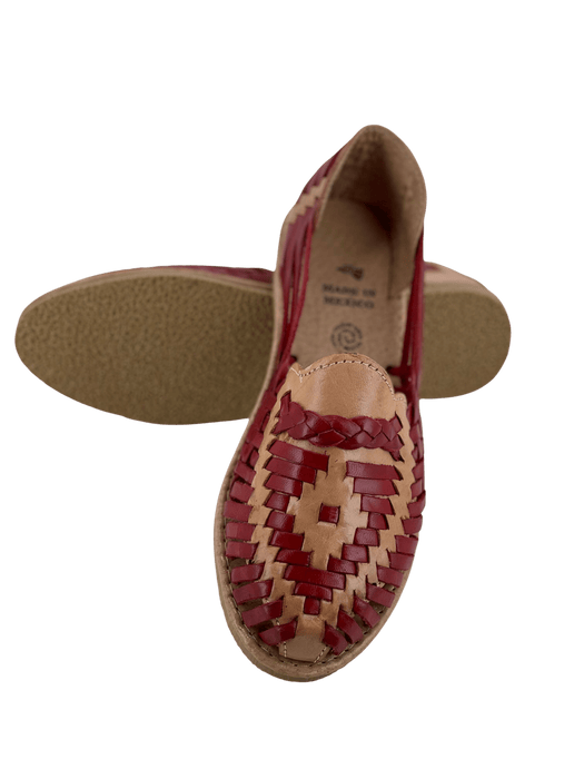 Huarache de Trenza - Tan and Red