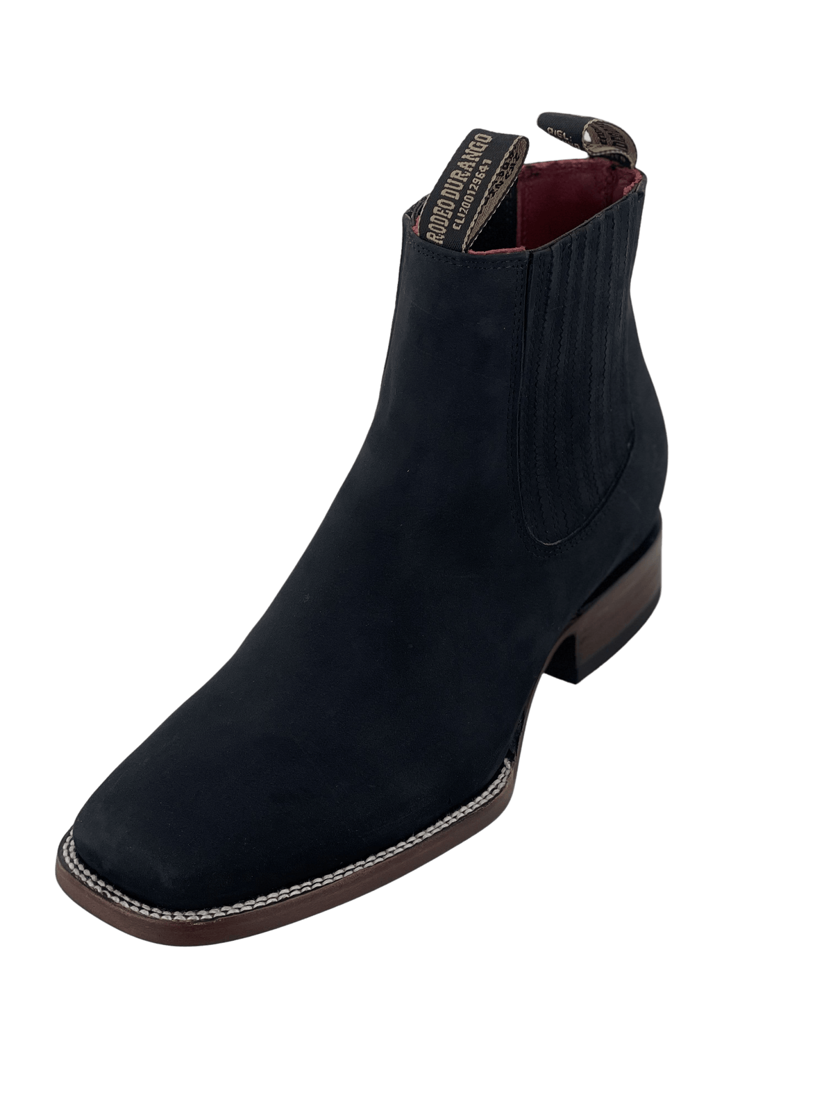Solid Black Square Toe Nobuck Leather Sole Botin Rodeo Rodeo Durango Brand Corp