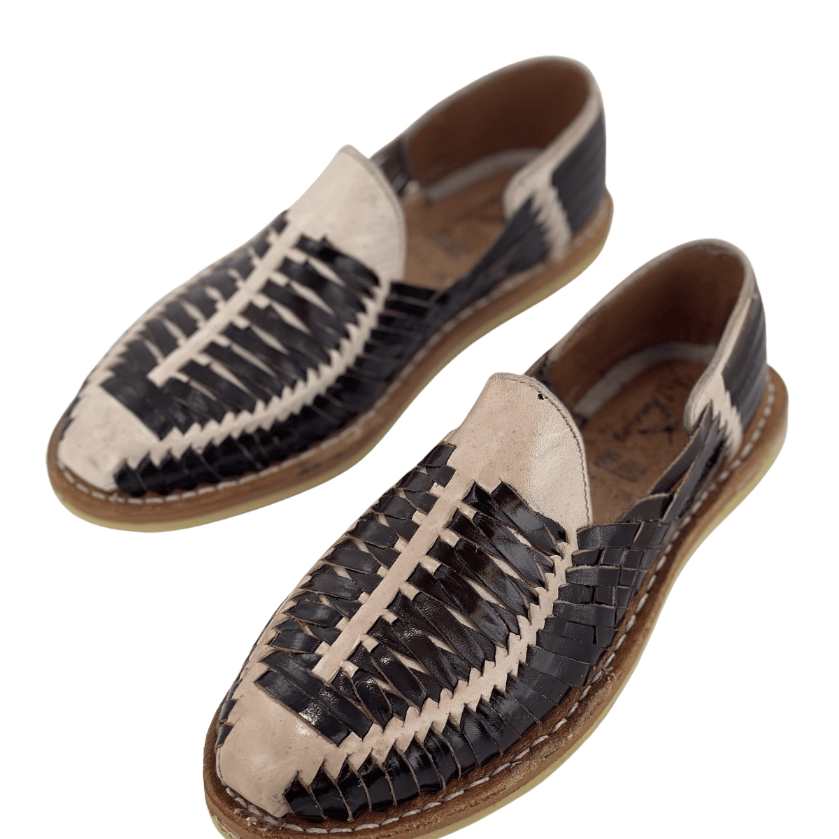 Natural and Brown Striped Rubber Sole Huarache Rodeo Durango Brand Corp