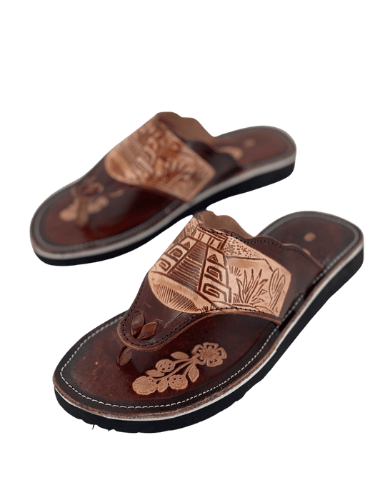 Leather Sandal - Brown Pyramid